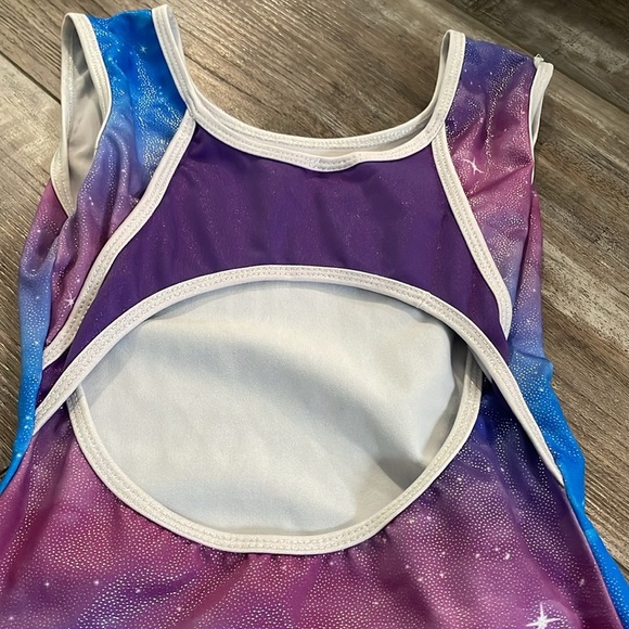 Gymnastics ombré purple and blue Leotard Child Large - Picture 9 of 10
